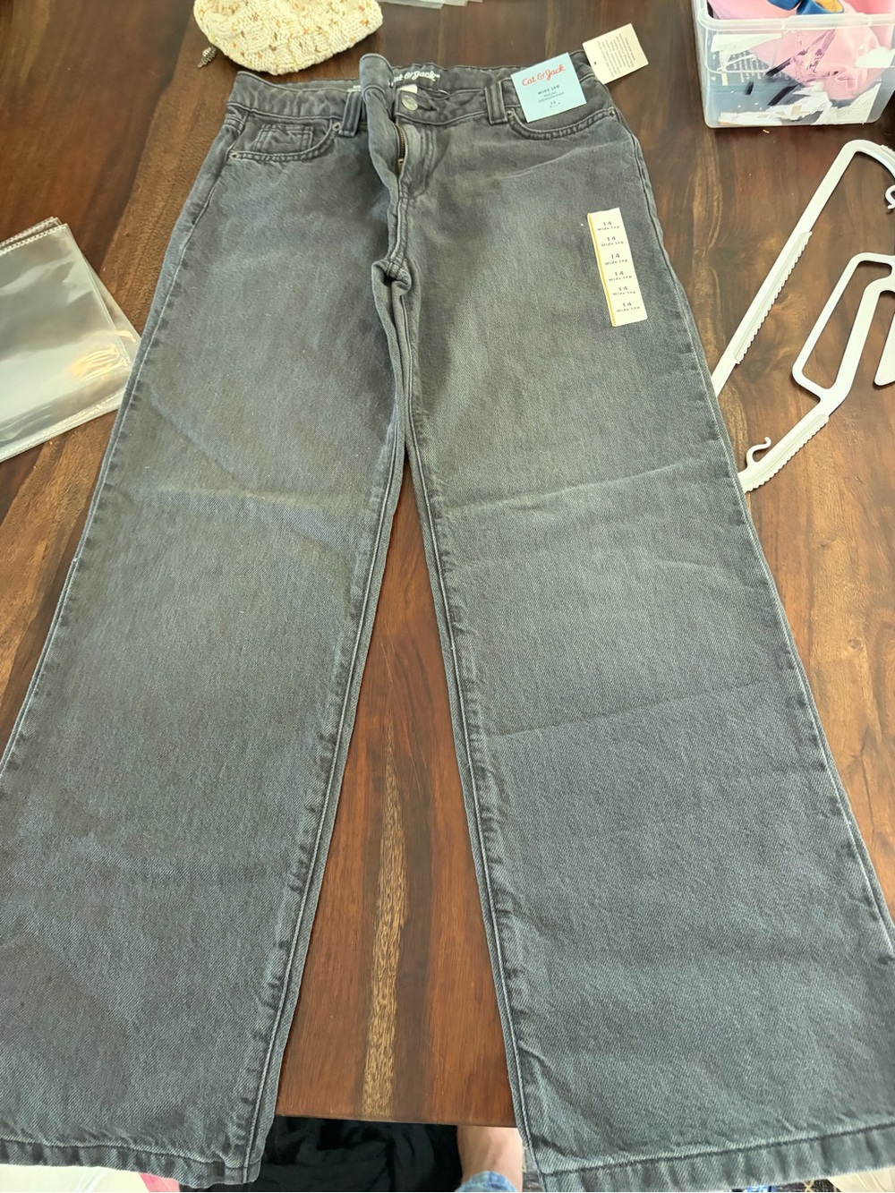 Cat and Jack girls 14 wide leg jeans